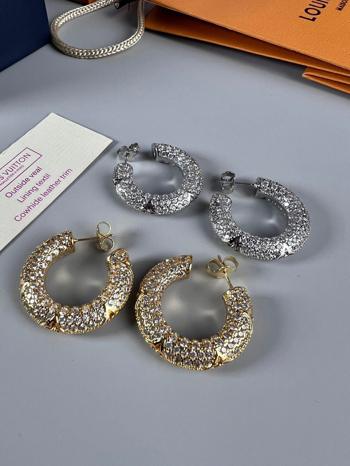 18K Louis Circle Diamonds Earrings