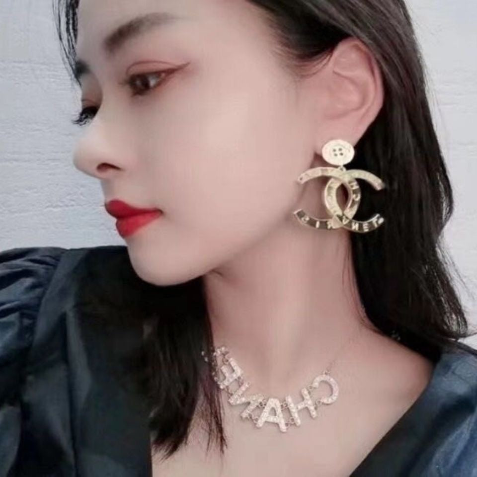18K CC Drop Pendant Earrings