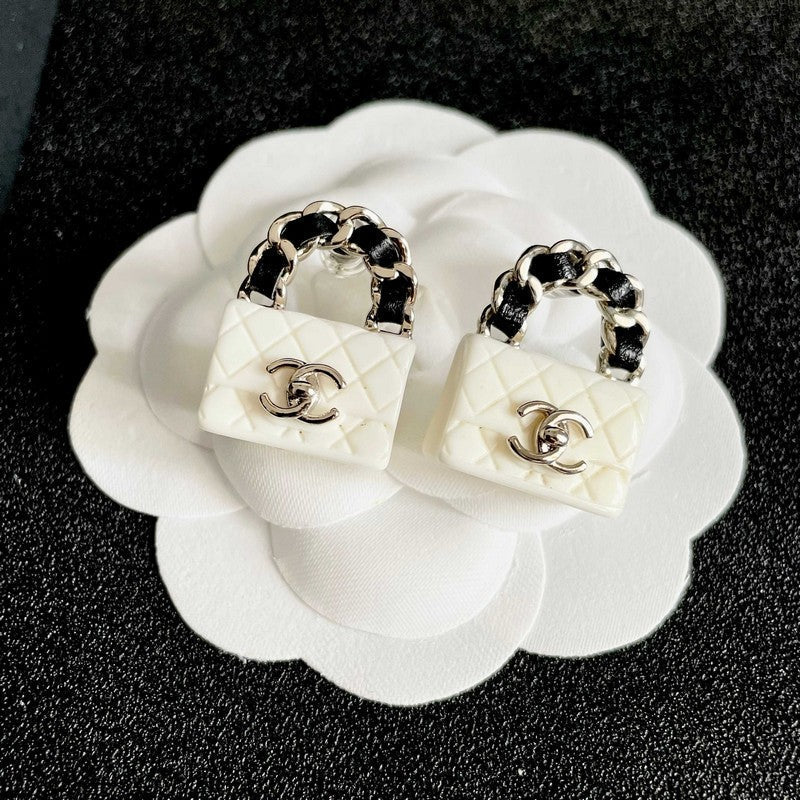18K CC Color Bag Gold Earrings