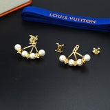 18K Louis Monogram Pearls Earrings
