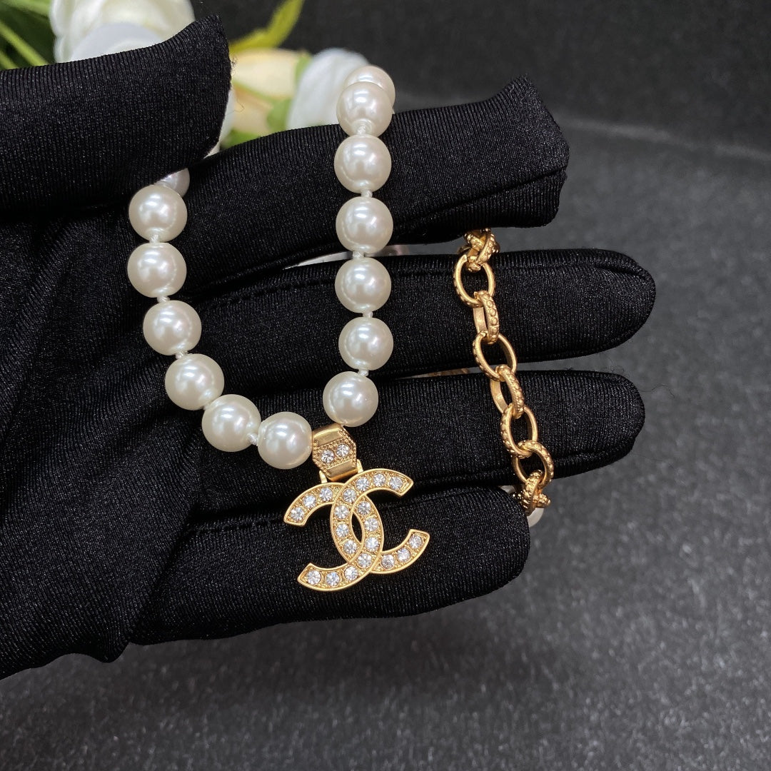 18K CC Pearl Chain Necklace