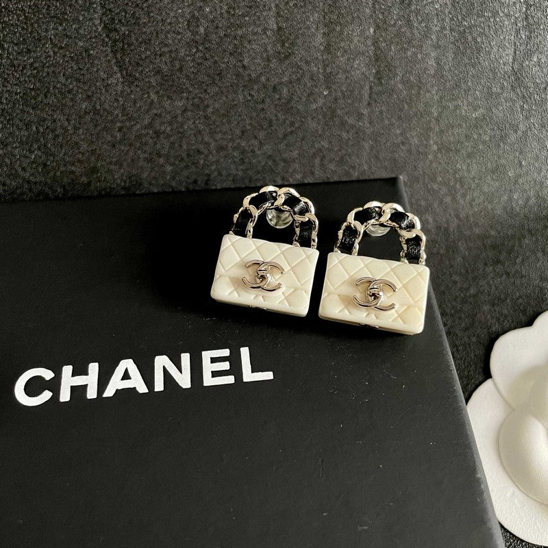 18K CC Color Bag Gold Earrings