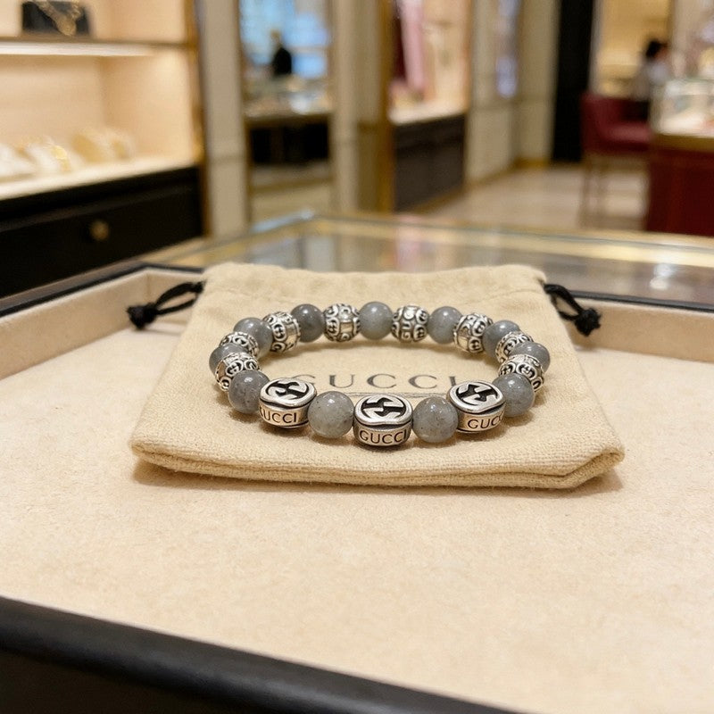 18K GG Anger Forest Grey Pearl Chain Bracelet