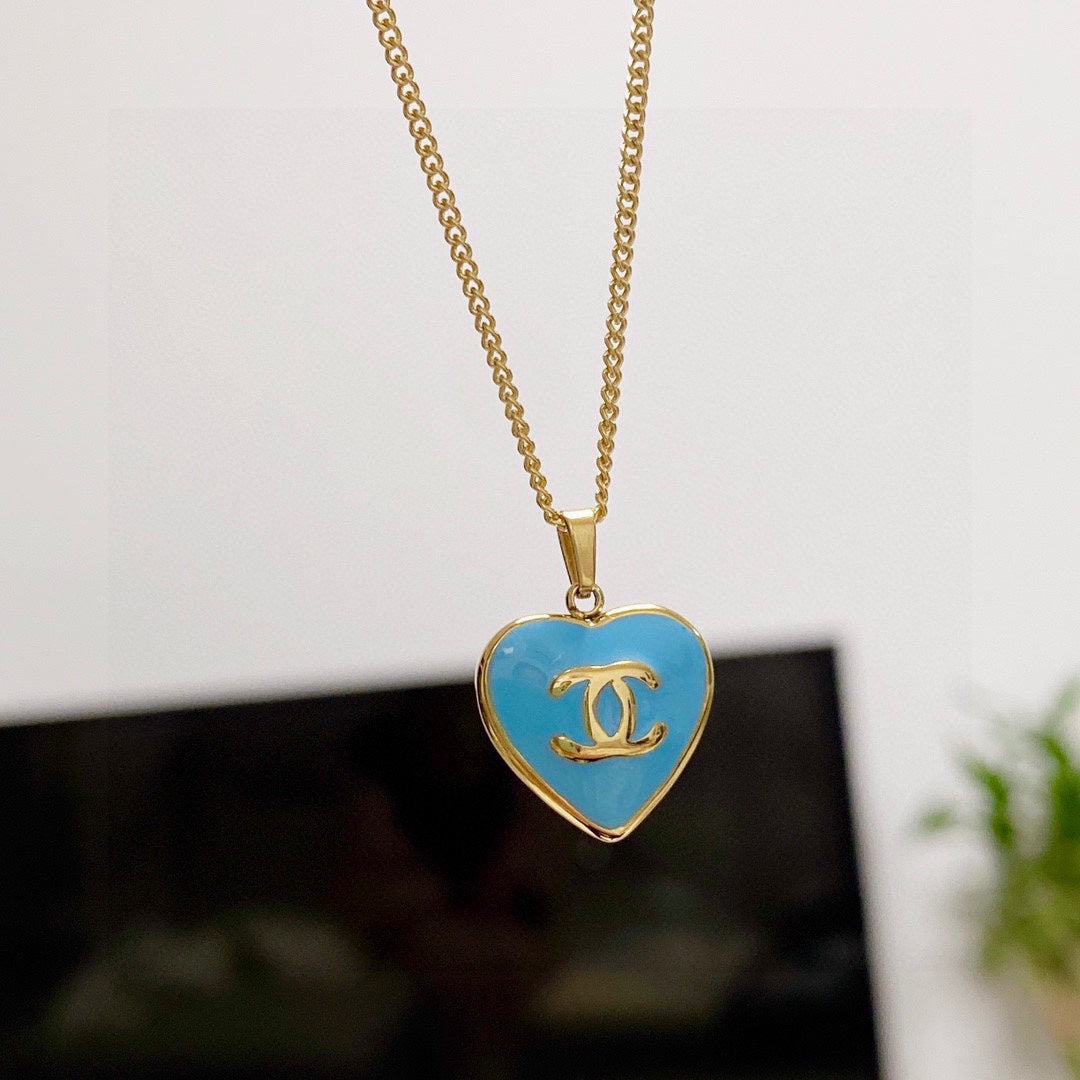 18K CC Blue Heart Necklace