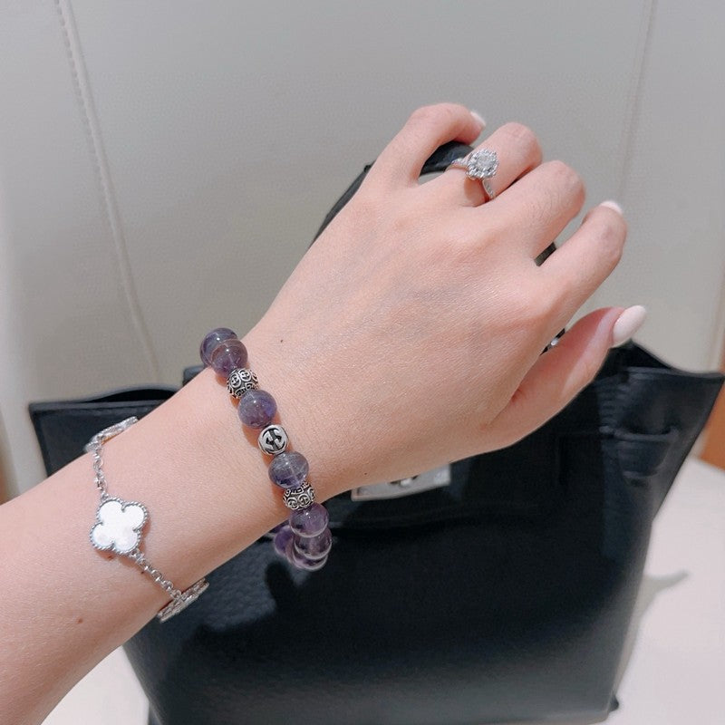 18K GG Anger Forest Purple Bead Chain Bracelet