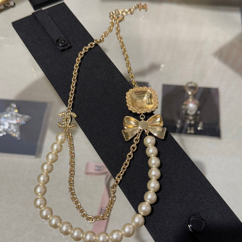 18K CC 25K Butterfly Pearl Necklace