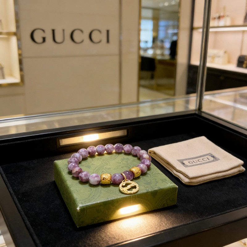 18K GG Anger Forest Violet Bead Chain Bracelet