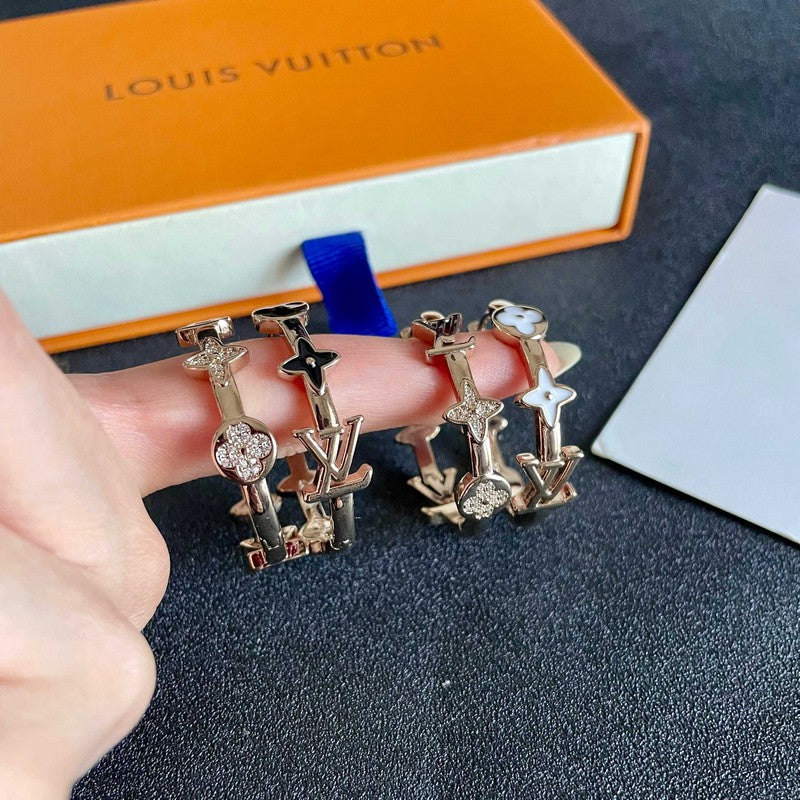18K Louis Blossom Black & White Earrings