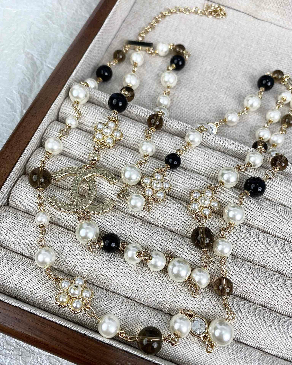 18K CC 24B Long Pearls Necklace